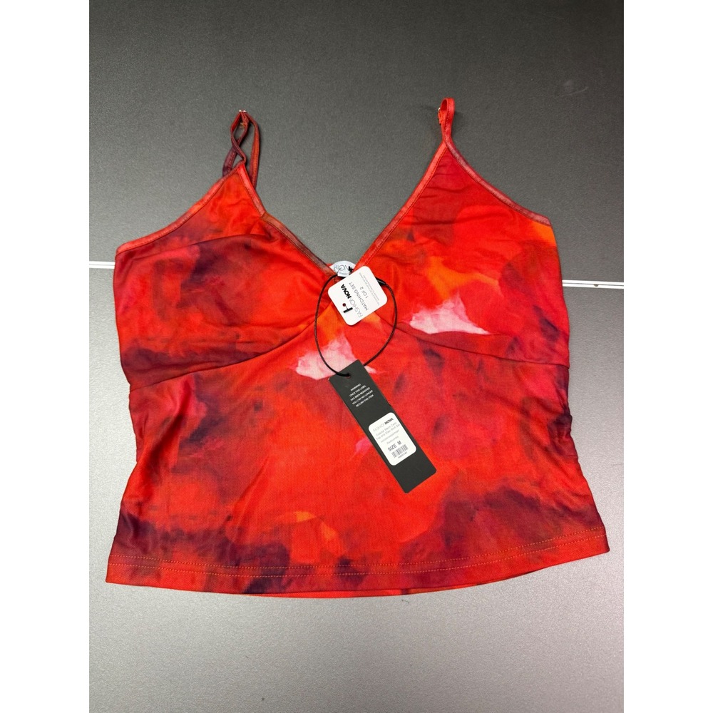 Fashion Nova Red Abstract Mesh 2 Piece Set Cami Top & Midi Skirt M NWT baddie